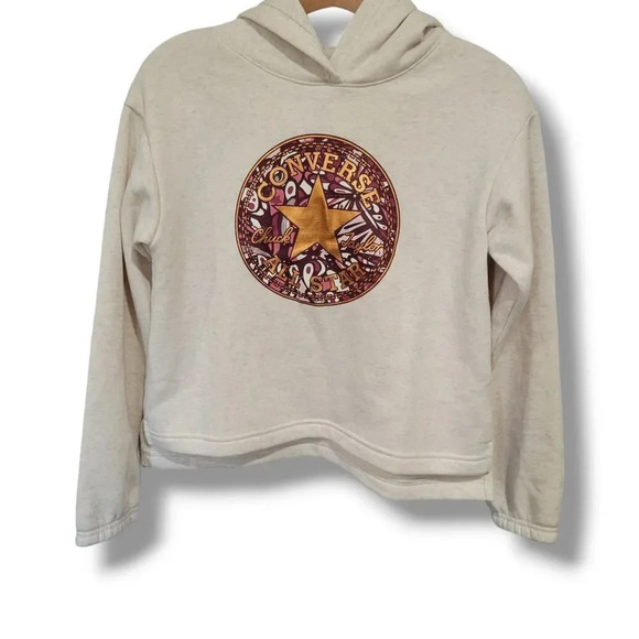 Converse girls Ivory Shine All Star Patch Pullover fleece cotton Hoodie - large - Picture 1 of 5